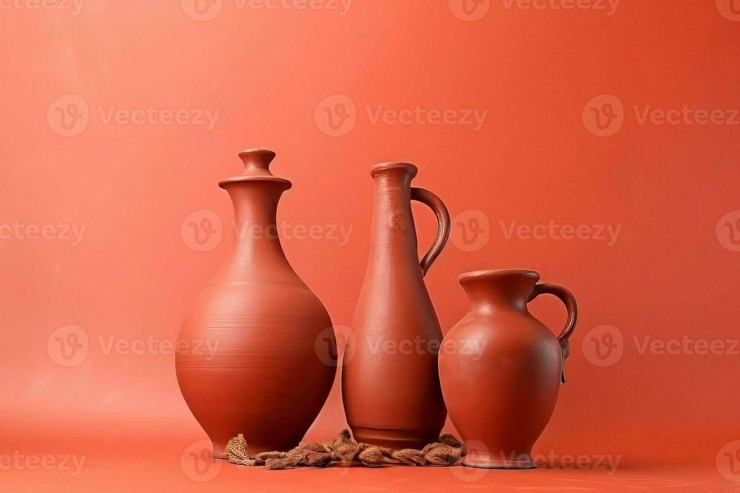 Lehm Krüge Vase Hintergrund. generieren ai foto