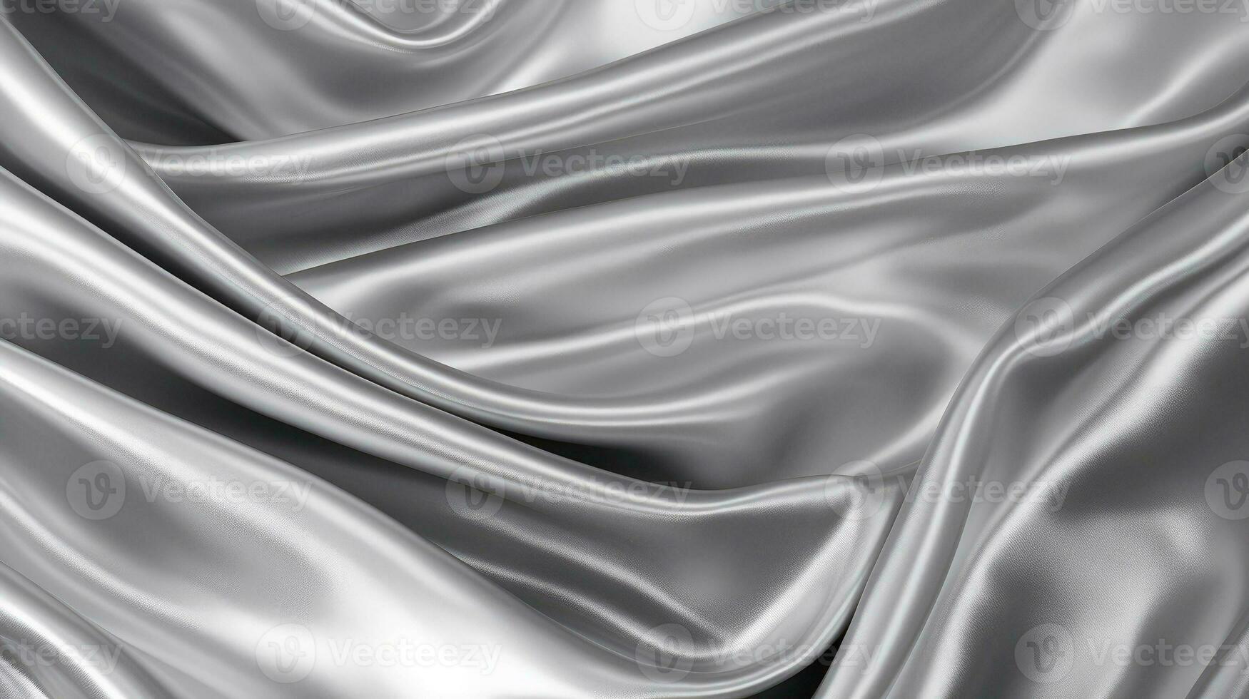 schließen oben von Silber Seide Hintergrund, abstrakt Weiß Stoff Stoff Welle, generativ ai foto
