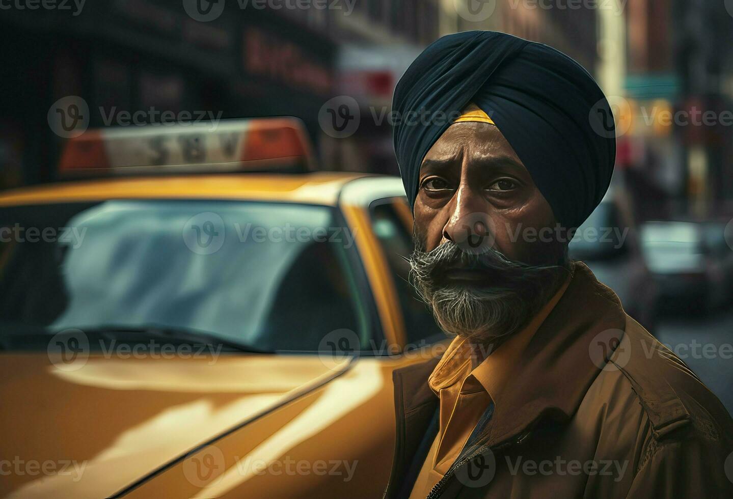 Sikh Erwachsene Taxi Treiber. generieren ai foto