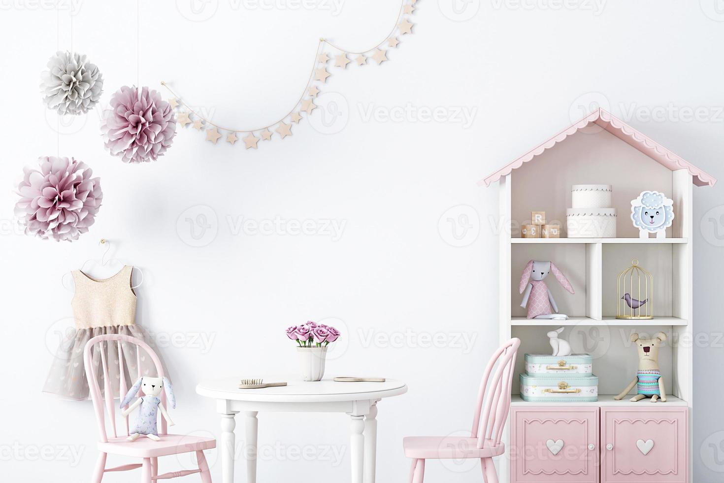 Babyzimmerhintergrund mit weißer Wand für Mädchen - 106 foto