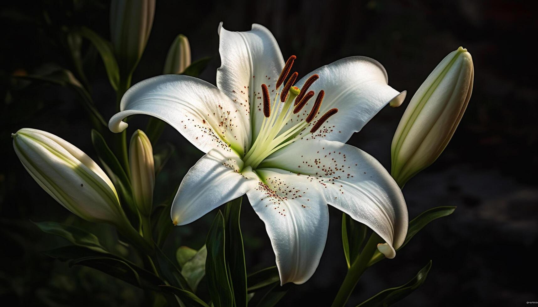 ein schön Blume blühen im ein formal Garten, präsentieren Eleganz generiert durch ai foto