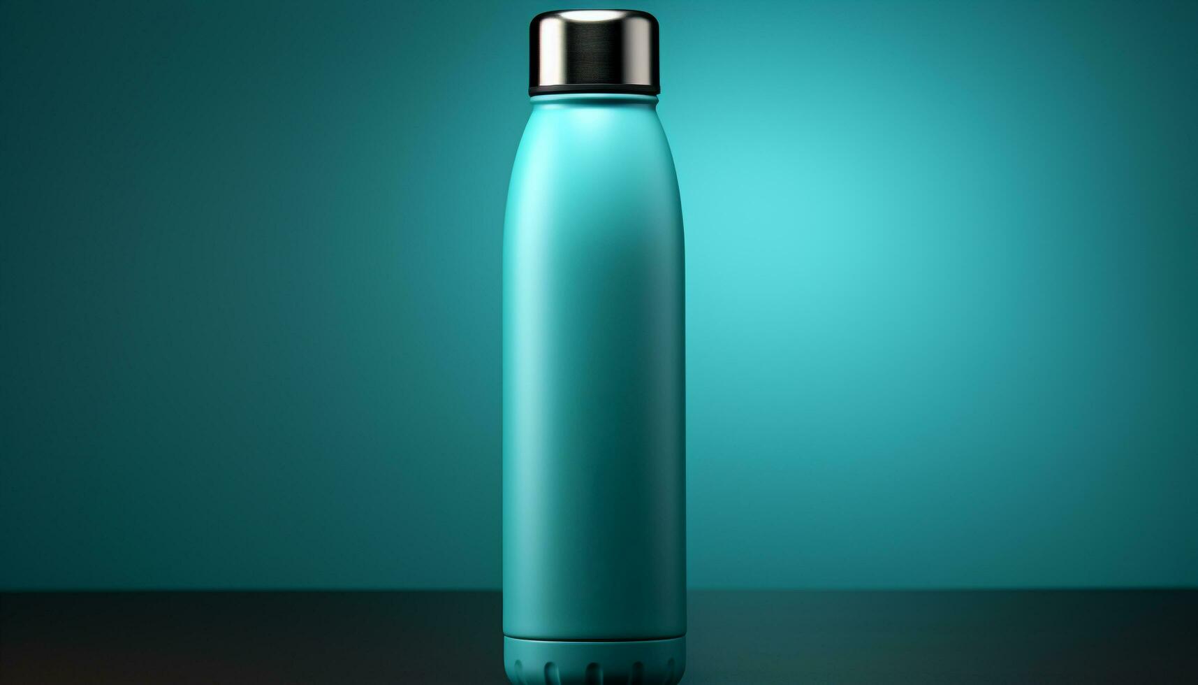 ein sauber, Blau Plastik Flasche hält erfrischend Flüssigkeit generiert durch ai foto