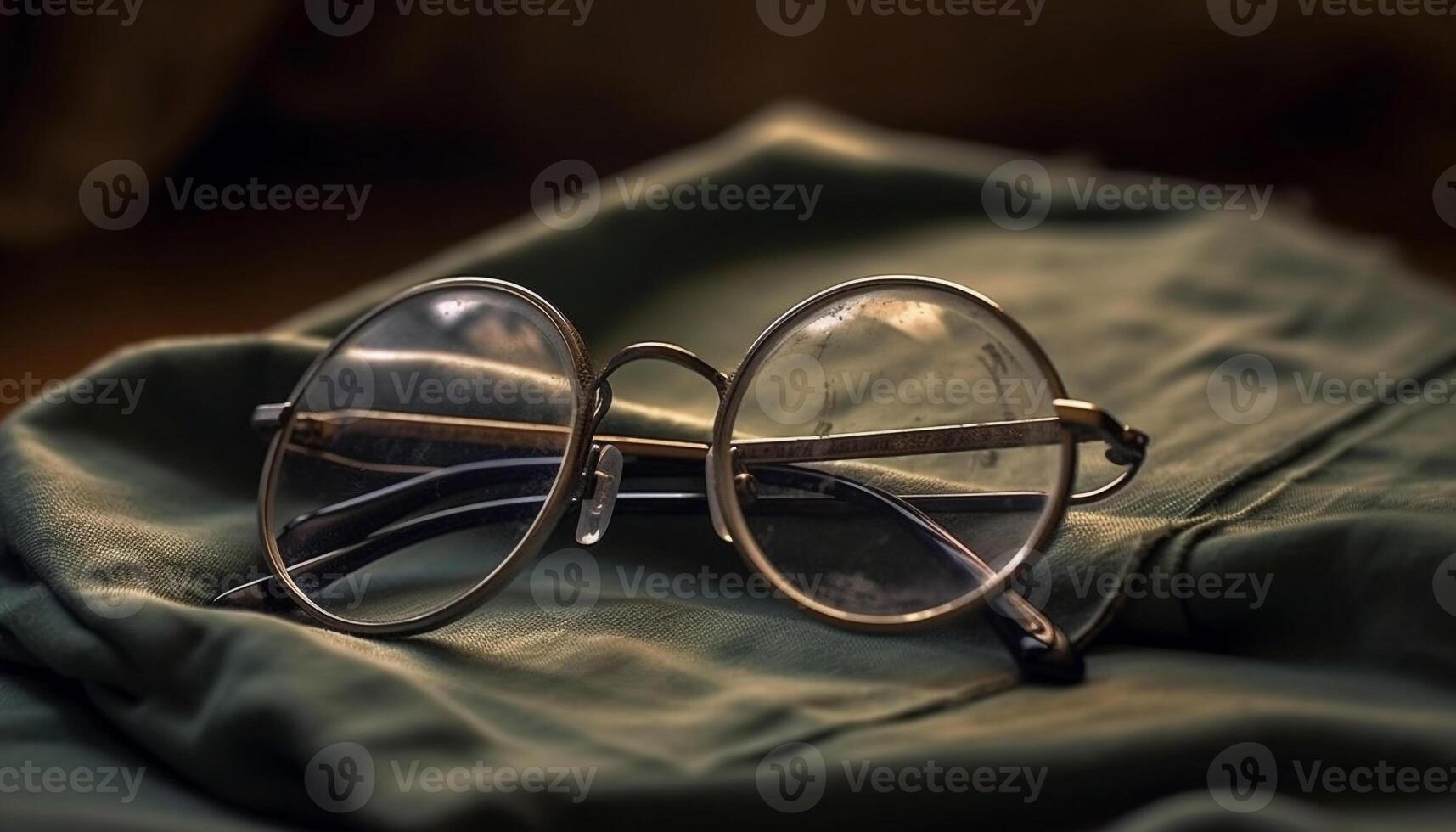 Jahrgang Brille auf öffnen Buch zum ruhig lesen generiert durch ai foto