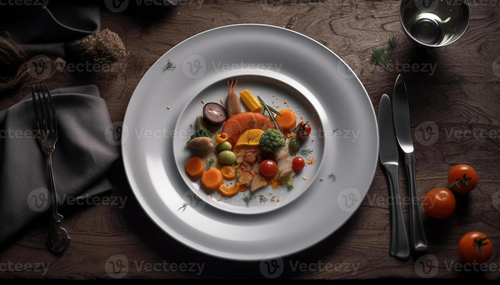 frisch organisch Salat, ein gesund Gourmet Vorspeise generiert durch ai foto