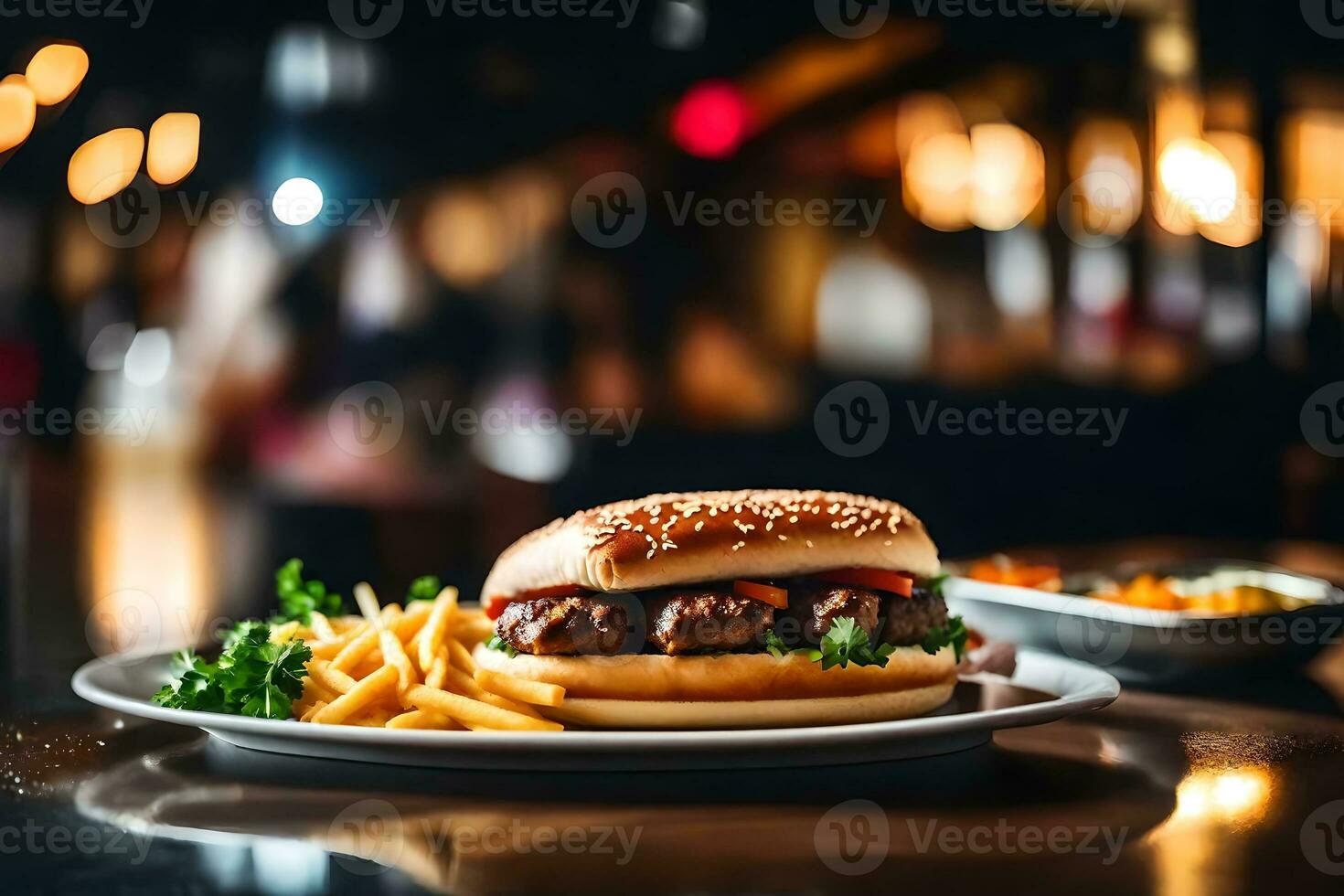 nehmen ein schließen aussehen beim das lecker cevapi Mahlzeit Dort ist ein nett Restaurant gelegen beim das zurück ai generiert foto