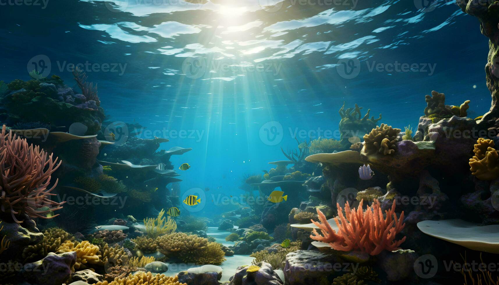 Ozean Koralle Riffe unter Wasser. generativ ai foto