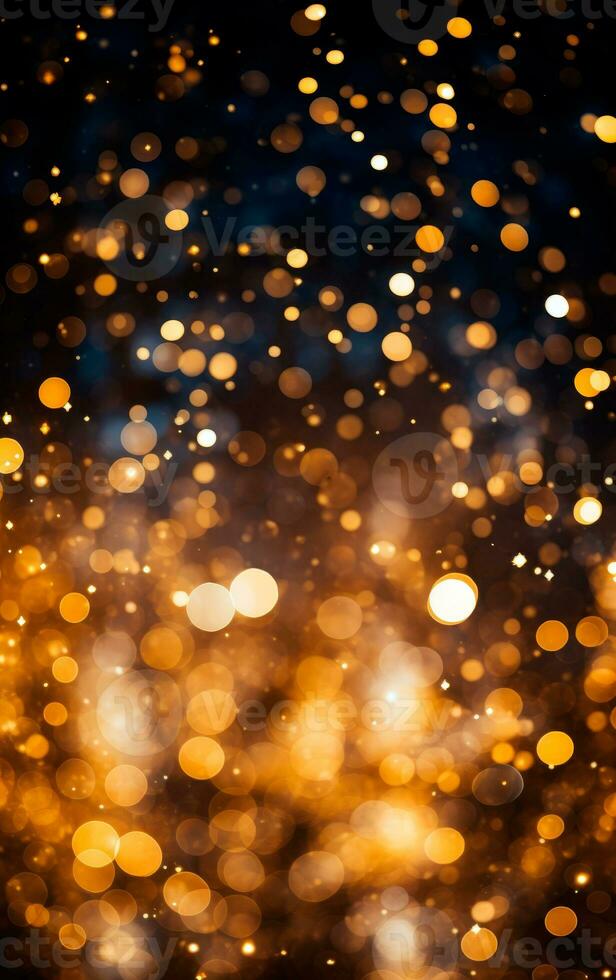 Bokeh defokussiert Gold abstrakt Beleuchtung Hintergrund. ai generativ foto