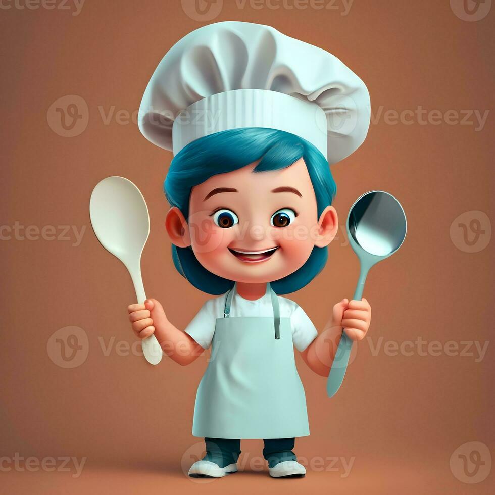 3d Charakter zum ein webbasiert Kochen und Rezept App zum Kinder. foto