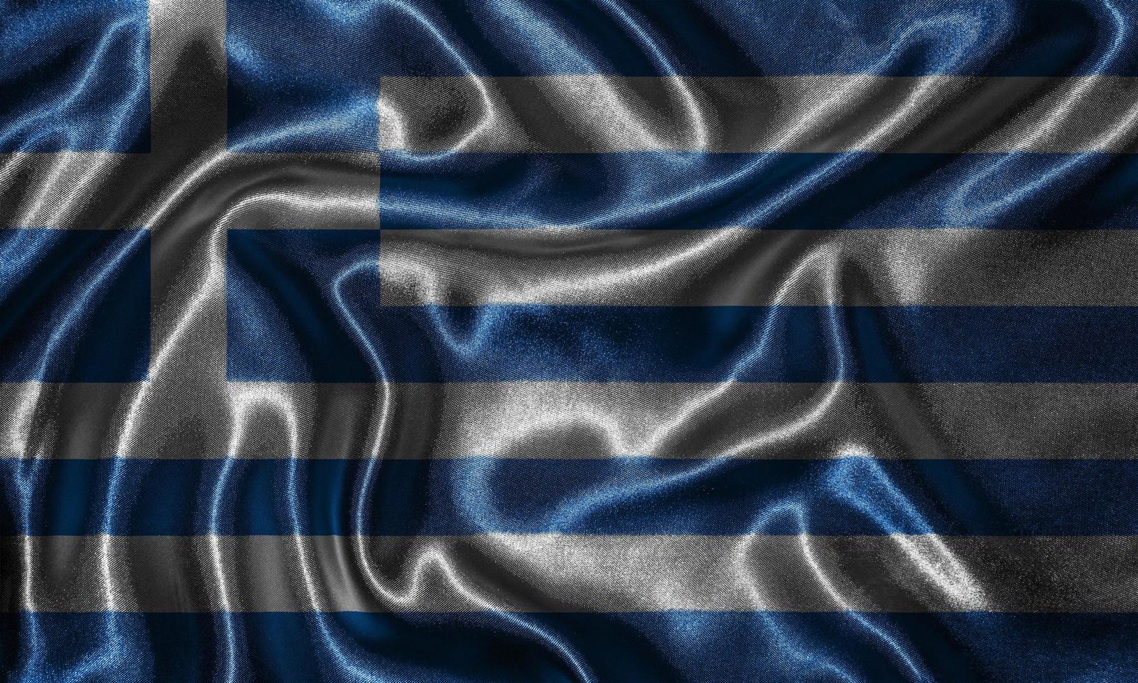 Tapete von Griechenland-Flagge und wehende Flagge von Stoff. foto