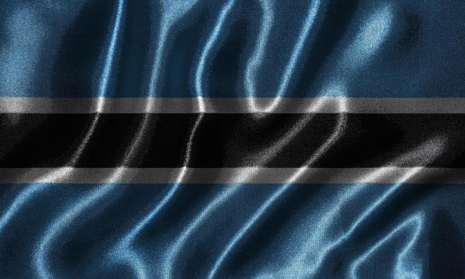 Tapete von Botswana-Flagge und wehende Flagge von Stoff. foto