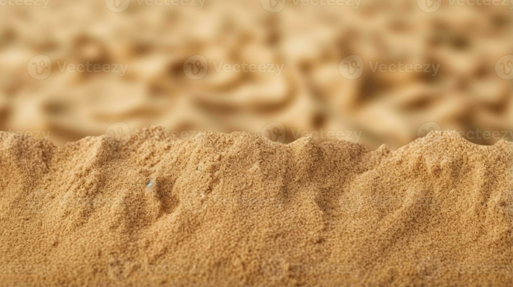 oben Aussicht von sandig Strand. Hintergrund mit Kopieren Raum und sichtbar Sand Textur generativ ai foto