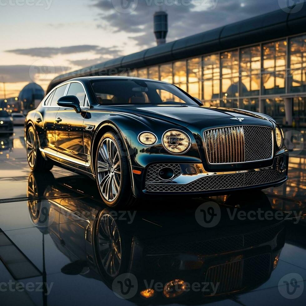 ein Bentley kontinental Flugzeug sitzt auf ein Runway ai generativ foto