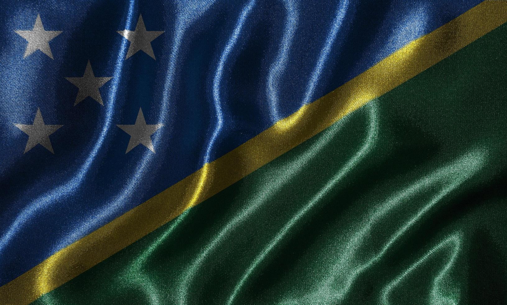 Tapete von Solomon Islands Flagge und wehende Flagge von Stoff. foto