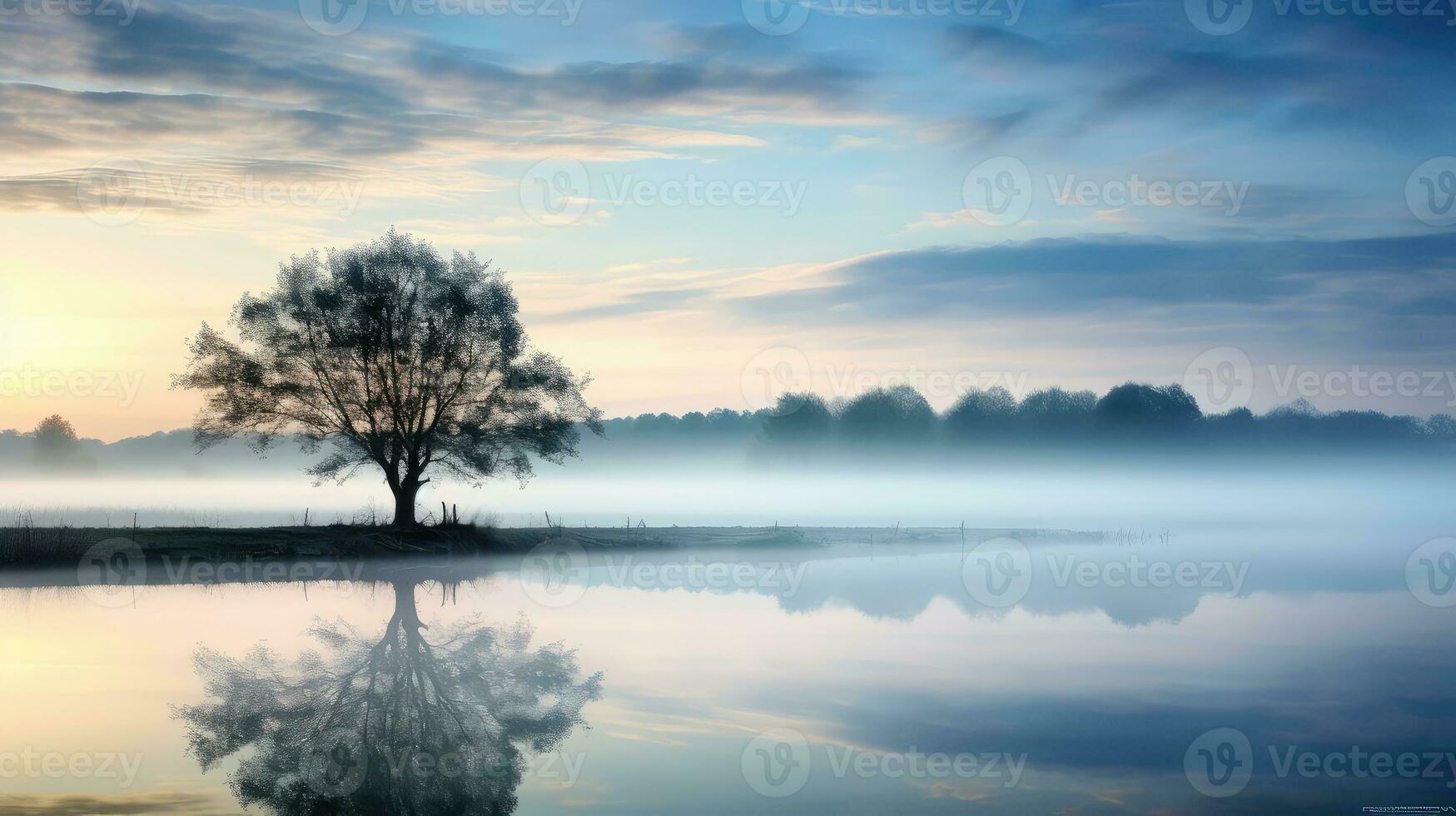 Nebel Betrachtung Wetter Land Landschaft ai generiert foto