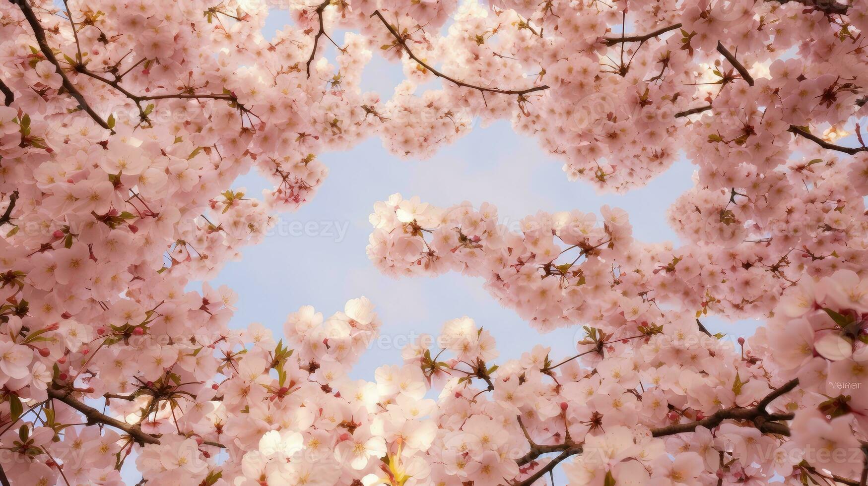 Blume Rahmen Baum Blumen- oben Aussicht ai generiert foto