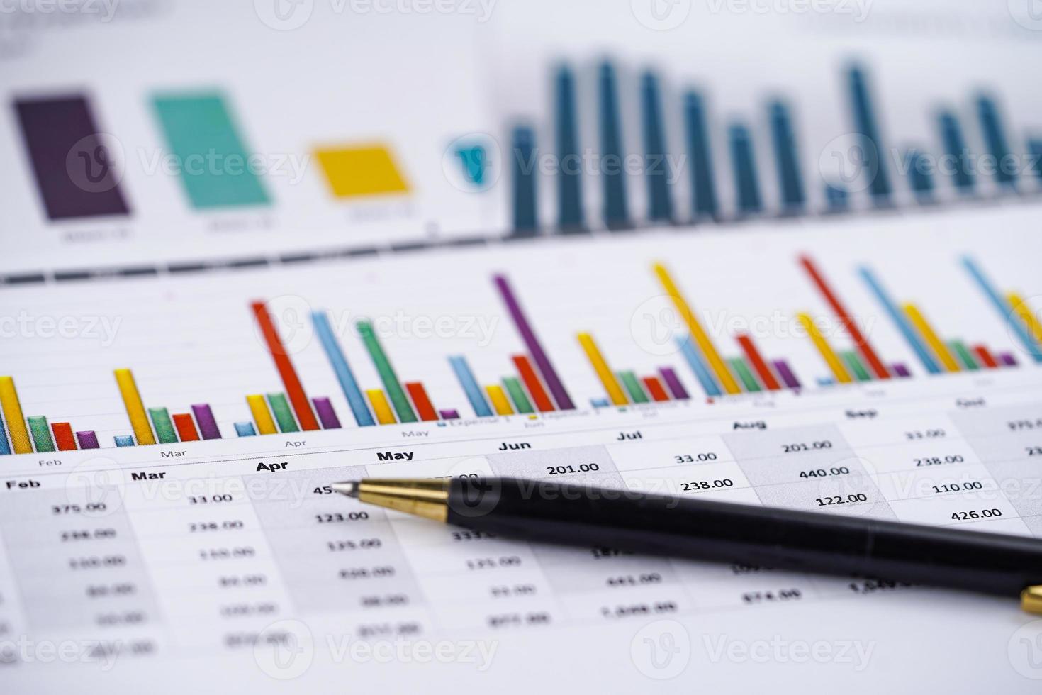 Stift auf Diagramm- oder Millimeterpapier. Geschäftsdaten des Finanzkontos. foto