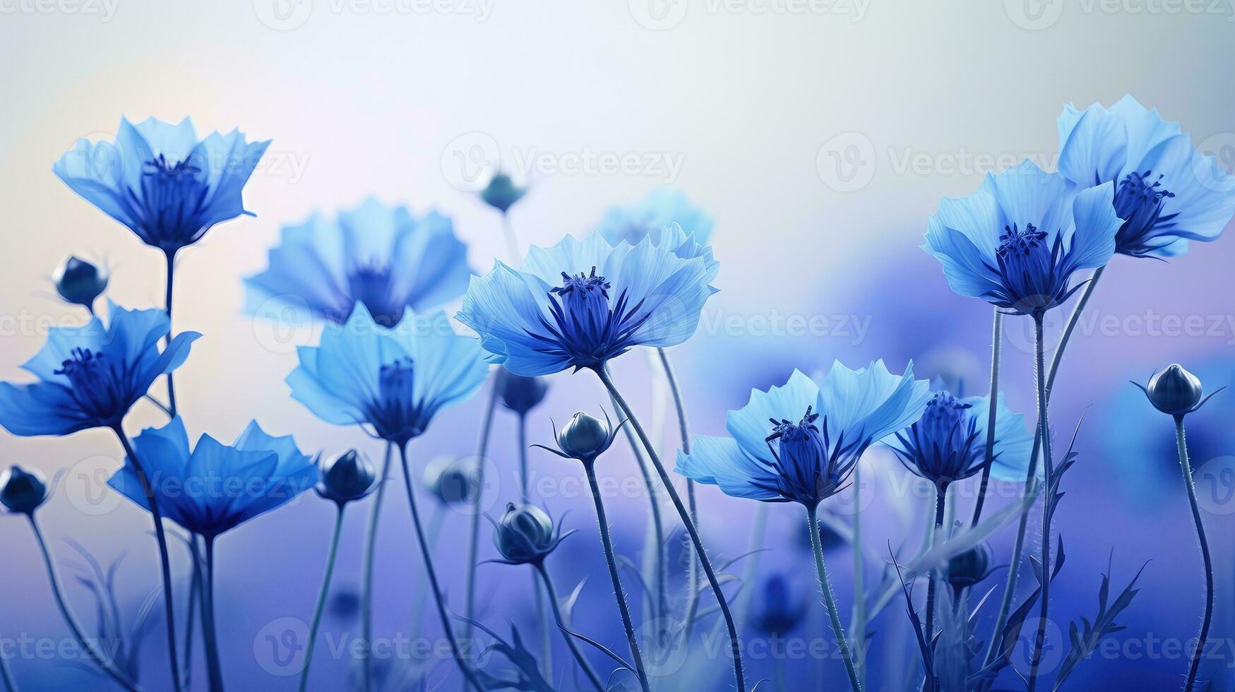 schön Blau Blume Hintergrund einfach ai generiert foto