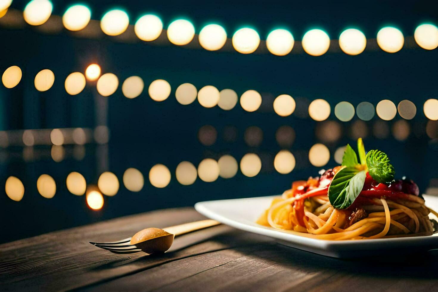 Spaghetti mit Tomate Soße und Pfeffer auf ein Platte. KI-generiert foto