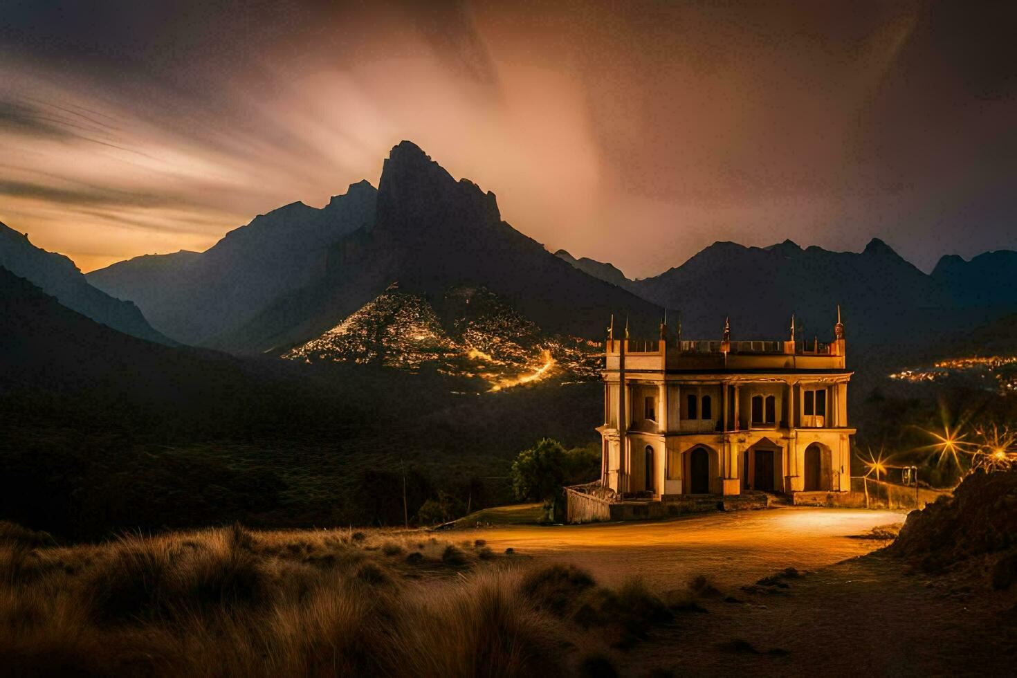 Foto Hintergrund das Himmel, Berge, das Nacht, das Berge, das Himmel, das Berge,. KI-generiert