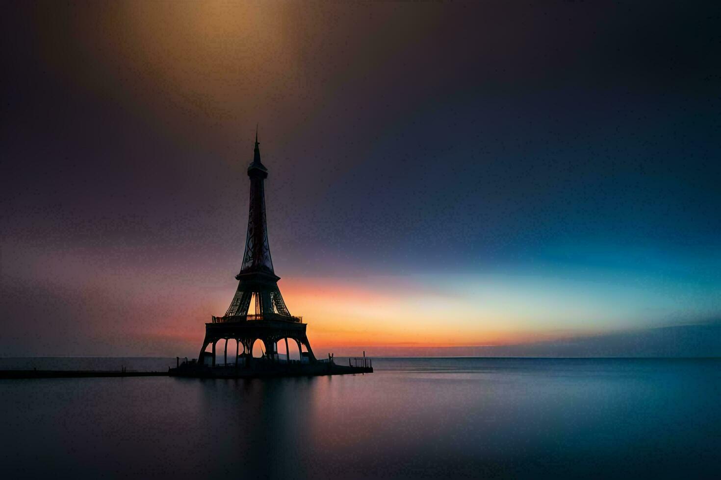 das Eiffel Turm ist gesehen im das Entfernung beim Sonnenuntergang. KI-generiert foto