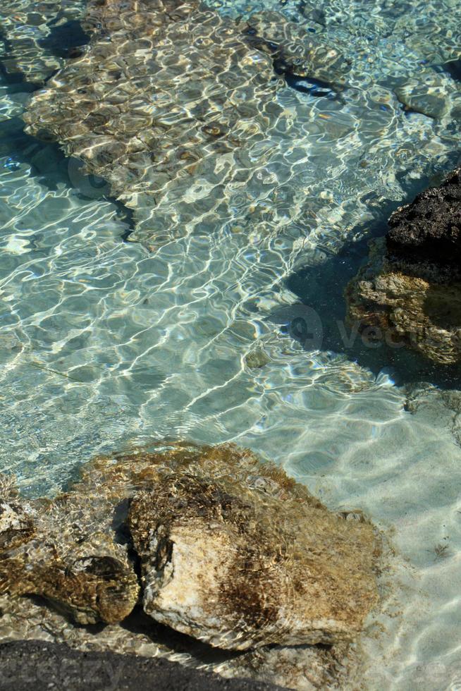 blaue lagune kedrodasos strand kreta insel roter sand wasser hintergrund foto