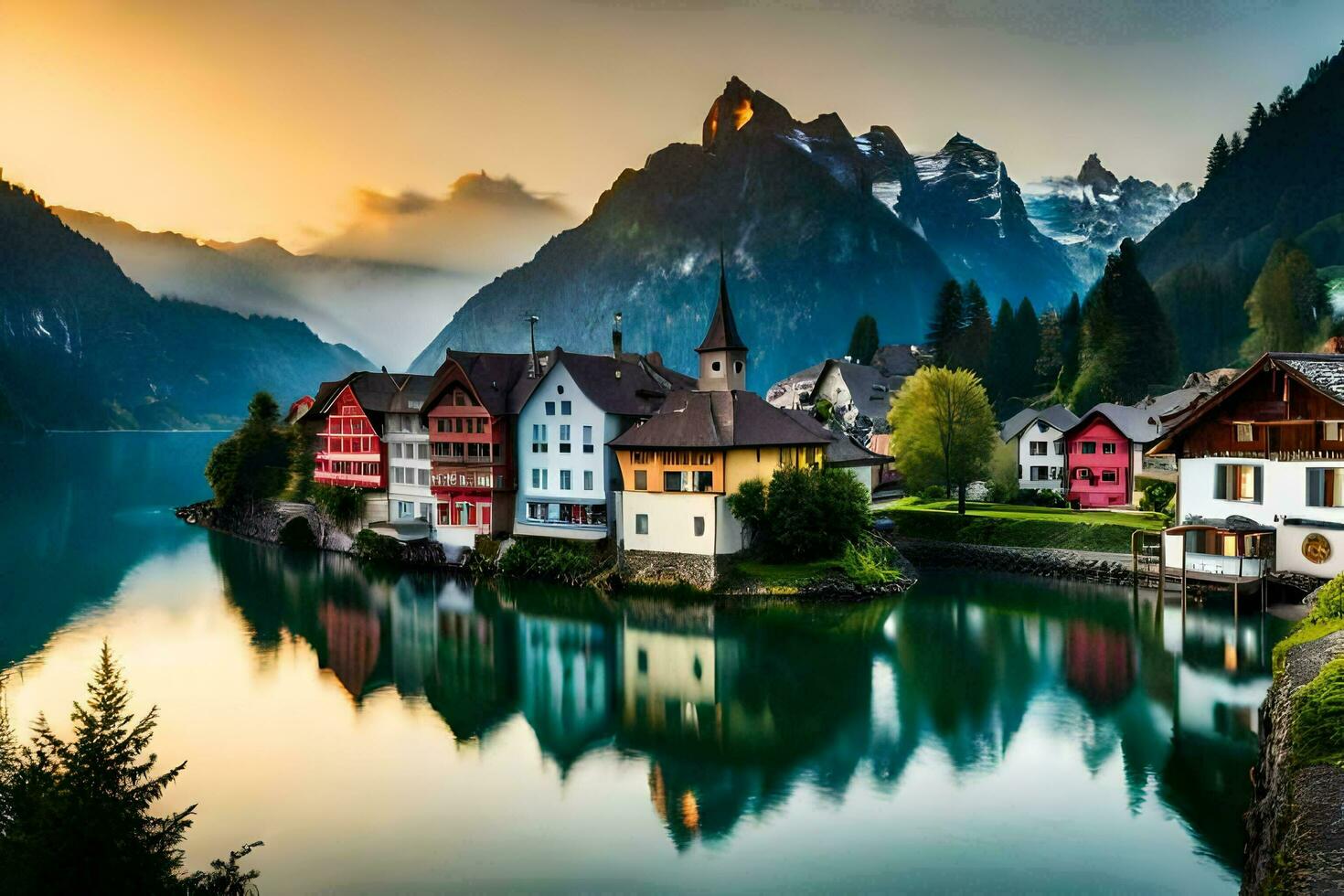 das schön Dorf von Altenburg, Schweiz. KI-generiert foto