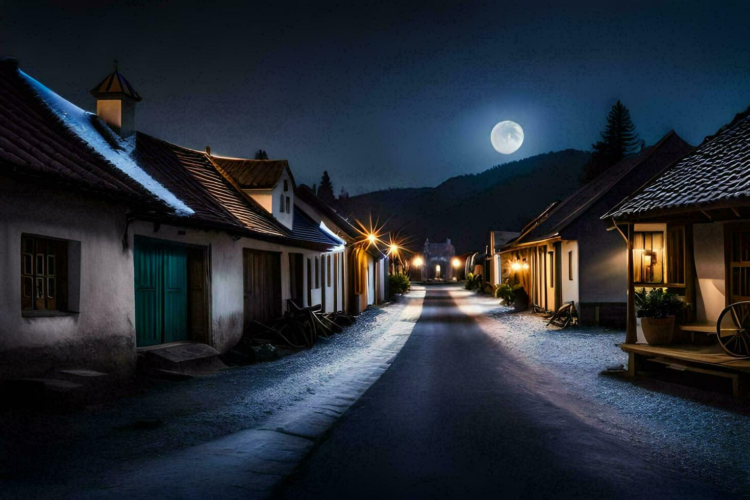 ein Straße im das Dorf von krk, Slowenien. KI-generiert foto