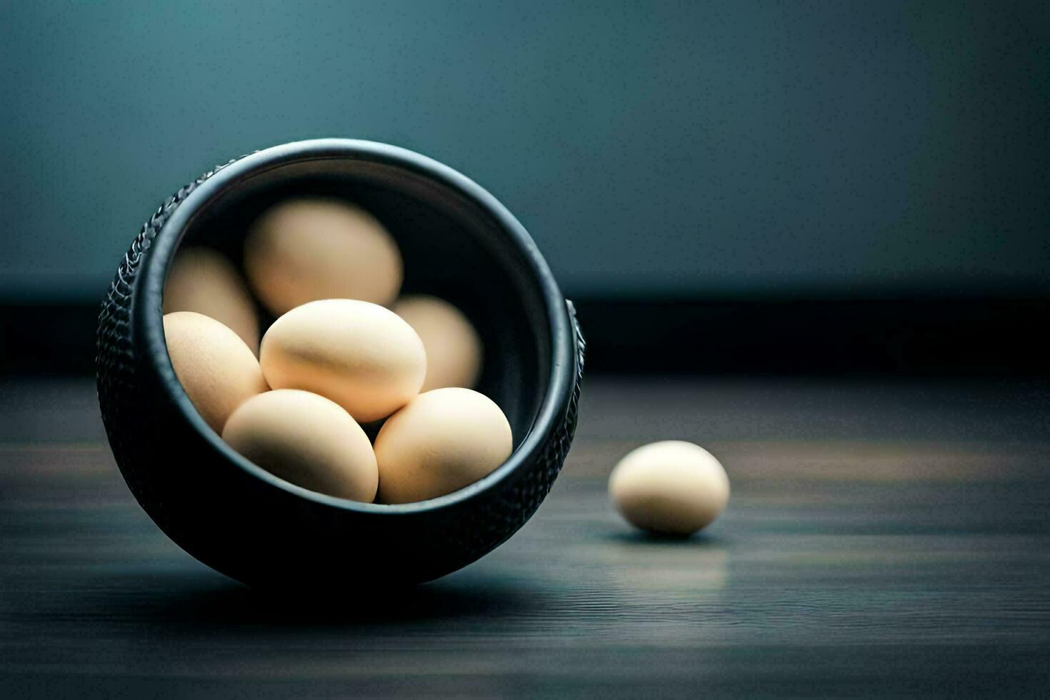 ein Schüssel von Eier auf ein Tisch. KI-generiert foto