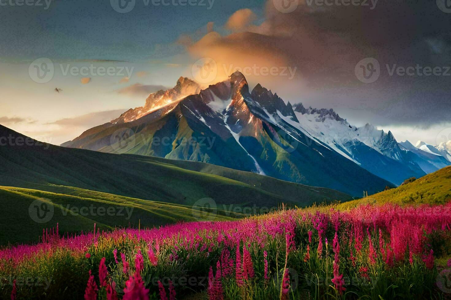 das Blumen von das Berge. KI-generiert foto