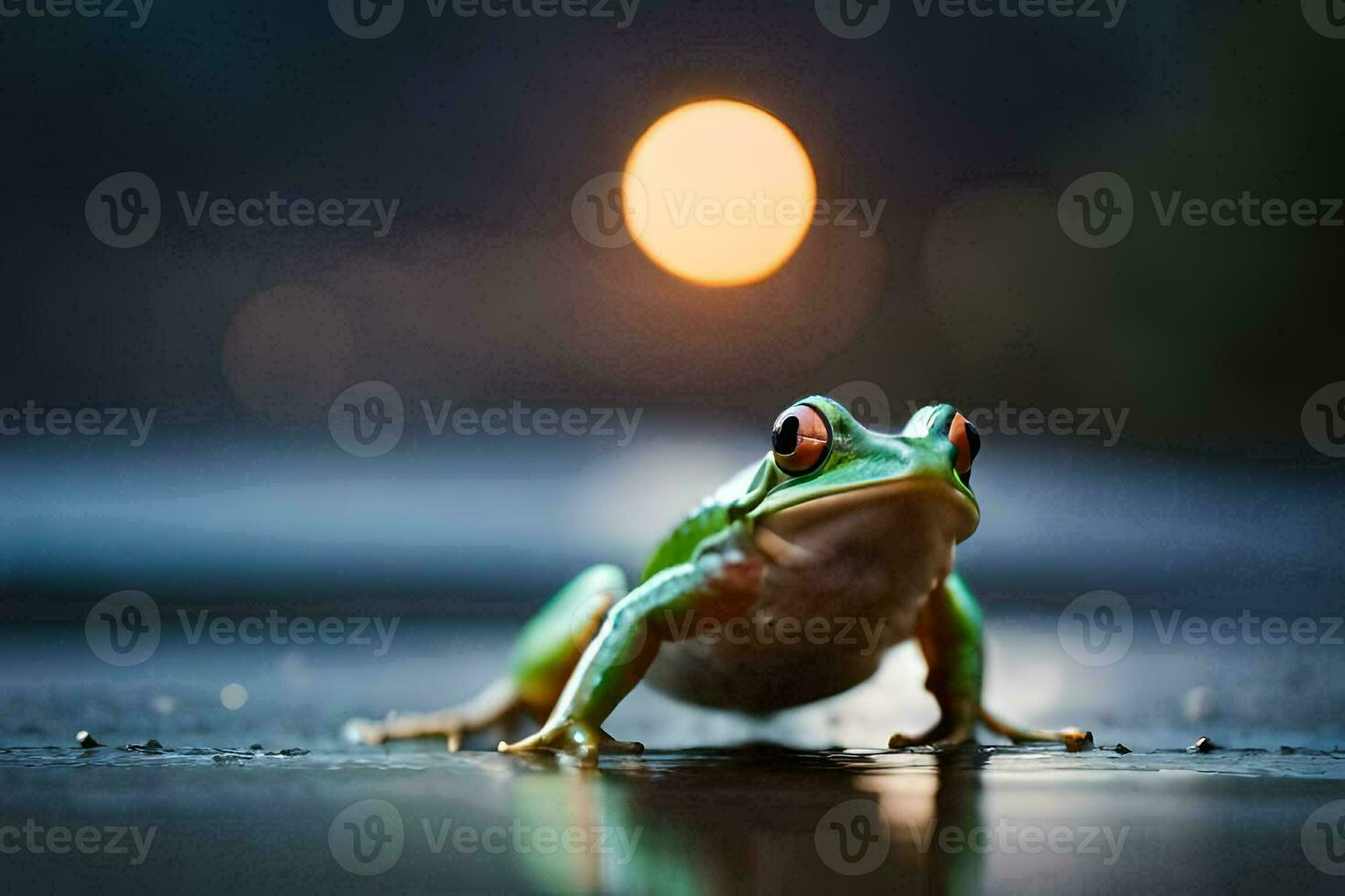 Foto Hintergrund das Mond, Frosch, das Nacht, das Mond, das Frosch, das Frosch,. KI-generiert