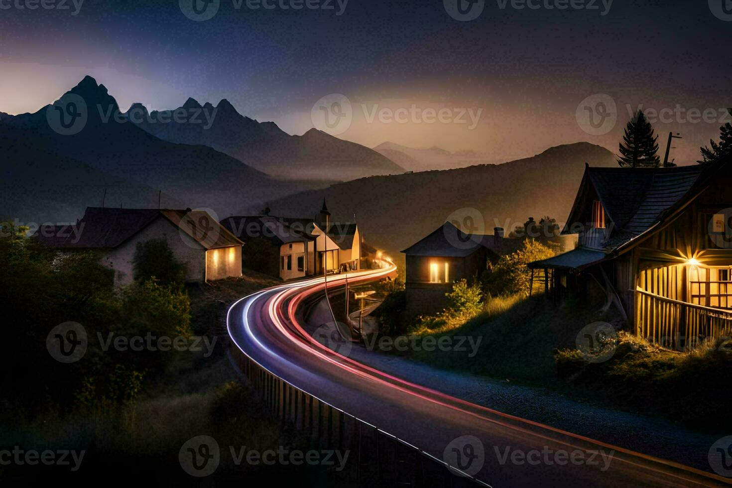 Foto Hintergrund das Himmel, Berge, Straße, Licht, das Straße, das Straße, das Straße. KI-generiert