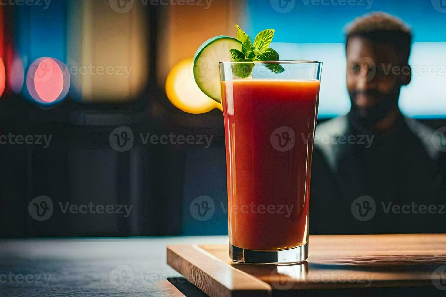 ein Mann Sitzung beim ein Bar mit ein trinken. KI-generiert foto