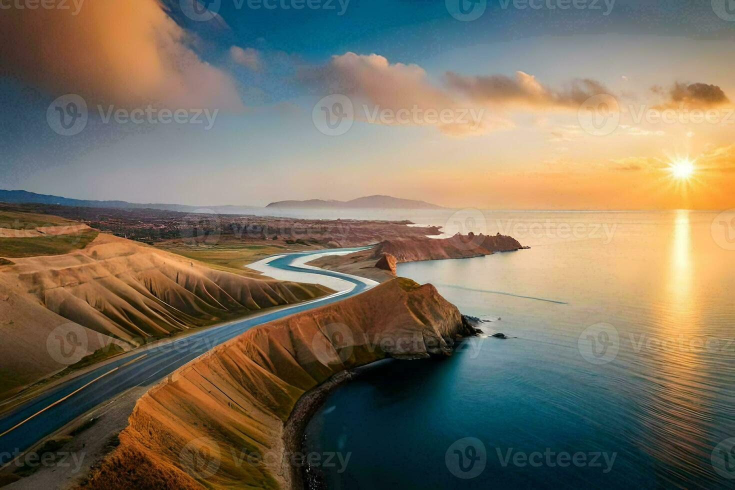 das Straße zu das Meer. KI-generiert foto