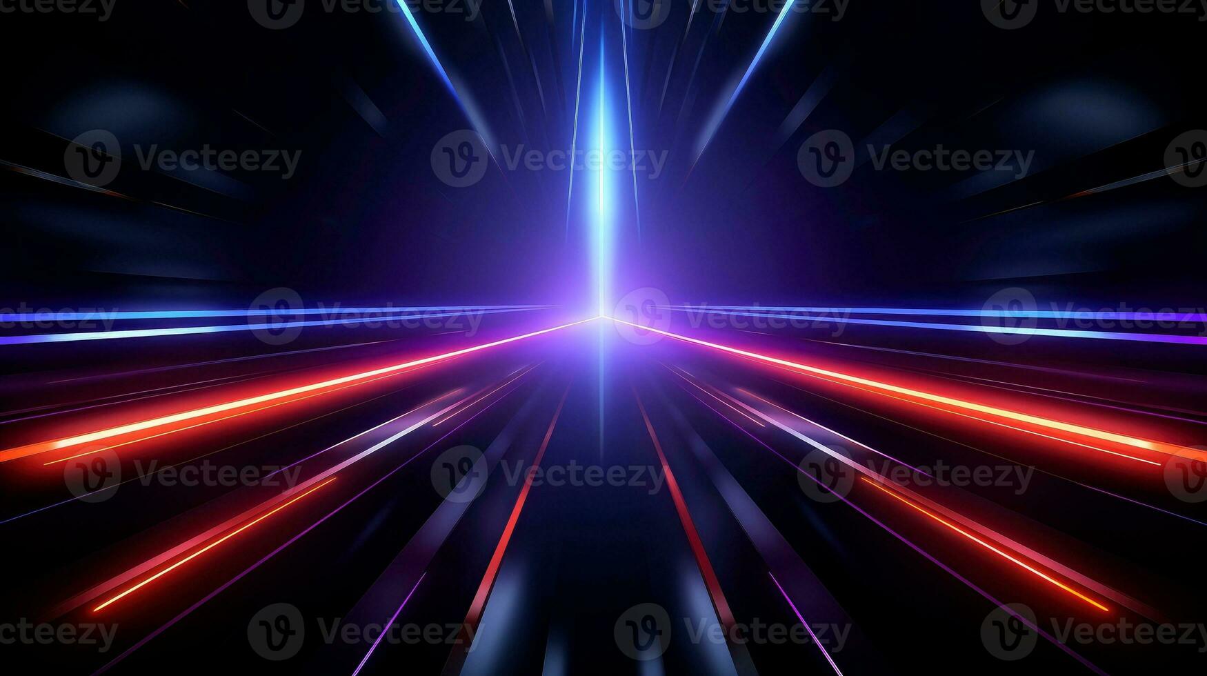 abstrakt futuristisch Neon- glühend Lampen im dunkel Gang, Technologie Hintergrund, generativ ai foto