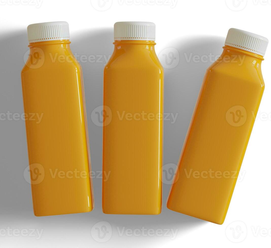 Orange Saft oder Smoothie Saft Flasche Illustration 3d machen foto