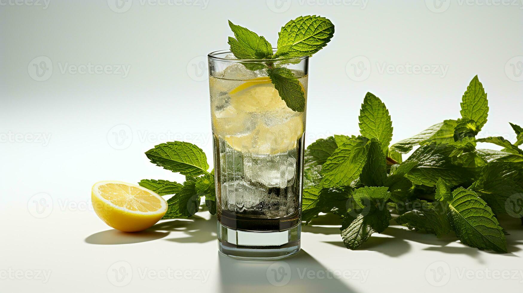 frisch Limonade mit Limette und Minze, ai generiert foto