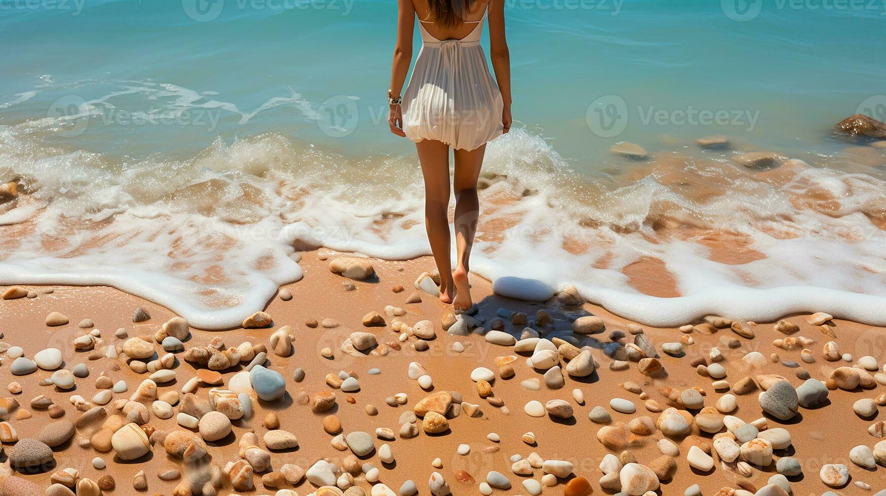 Muscheln auf das Strand Sand Hintergrund, ai generiert foto