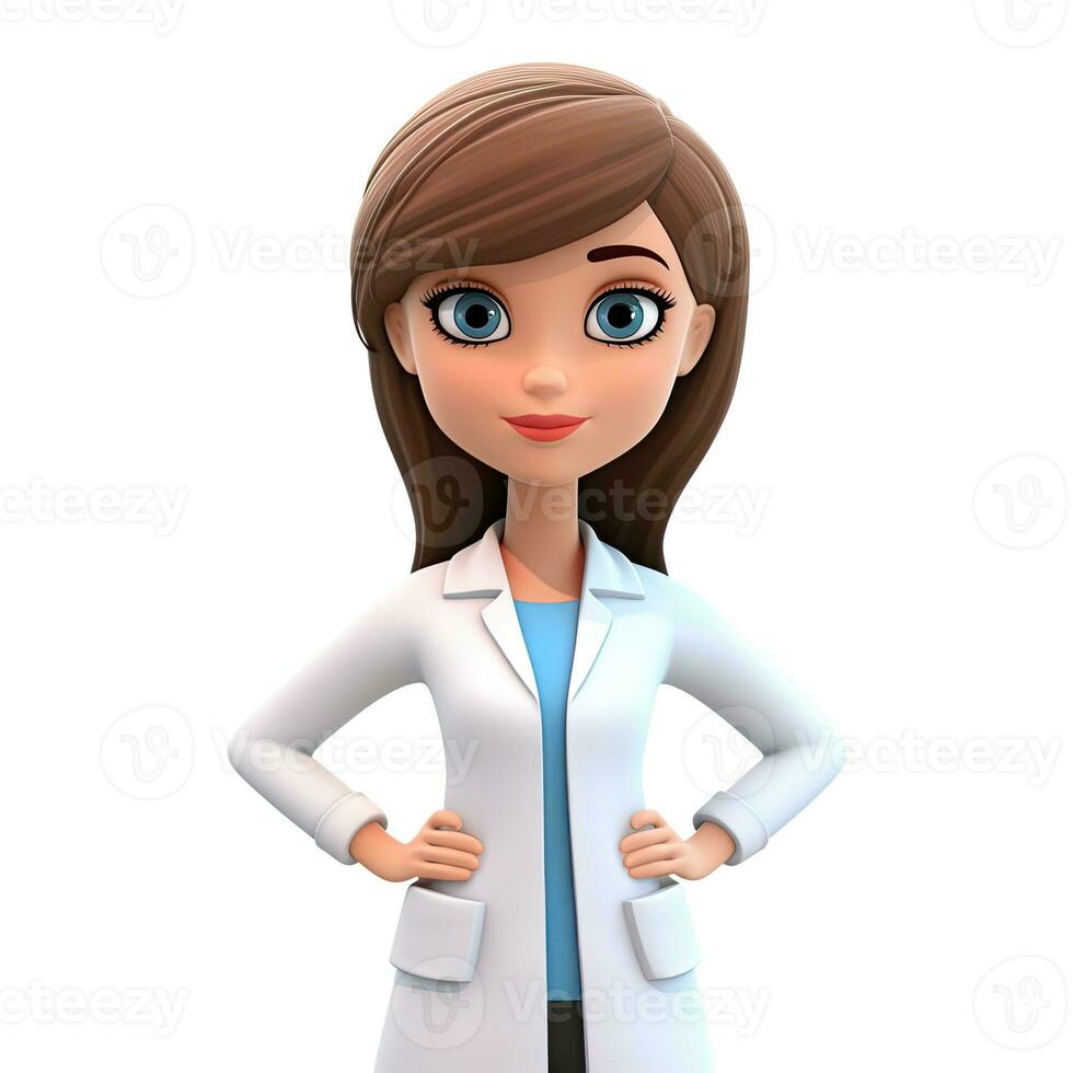 Karikatur Plastilin 3d Benutzerbild online Arzt Mädchen isoliert auf Weiß Hintergrund foto