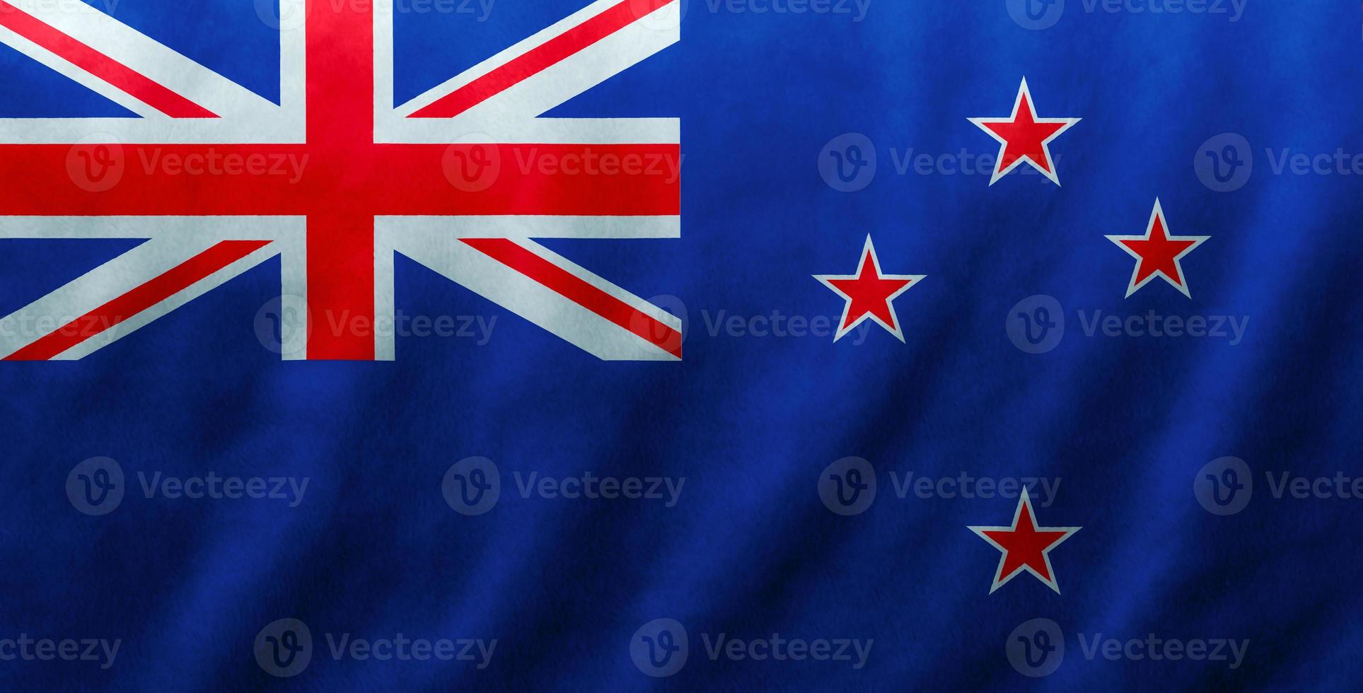 Neuseeland Flagge Stoff Seidenwelle Textur Hintergrund, 3D-Darstellung. foto