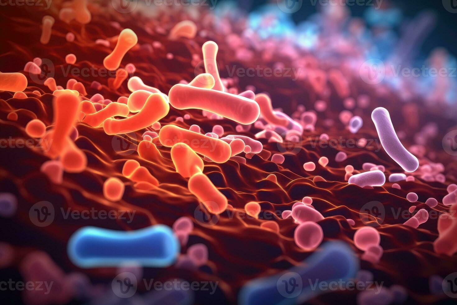 Bakterien im mikroskopisch Aussicht ai generiert foto