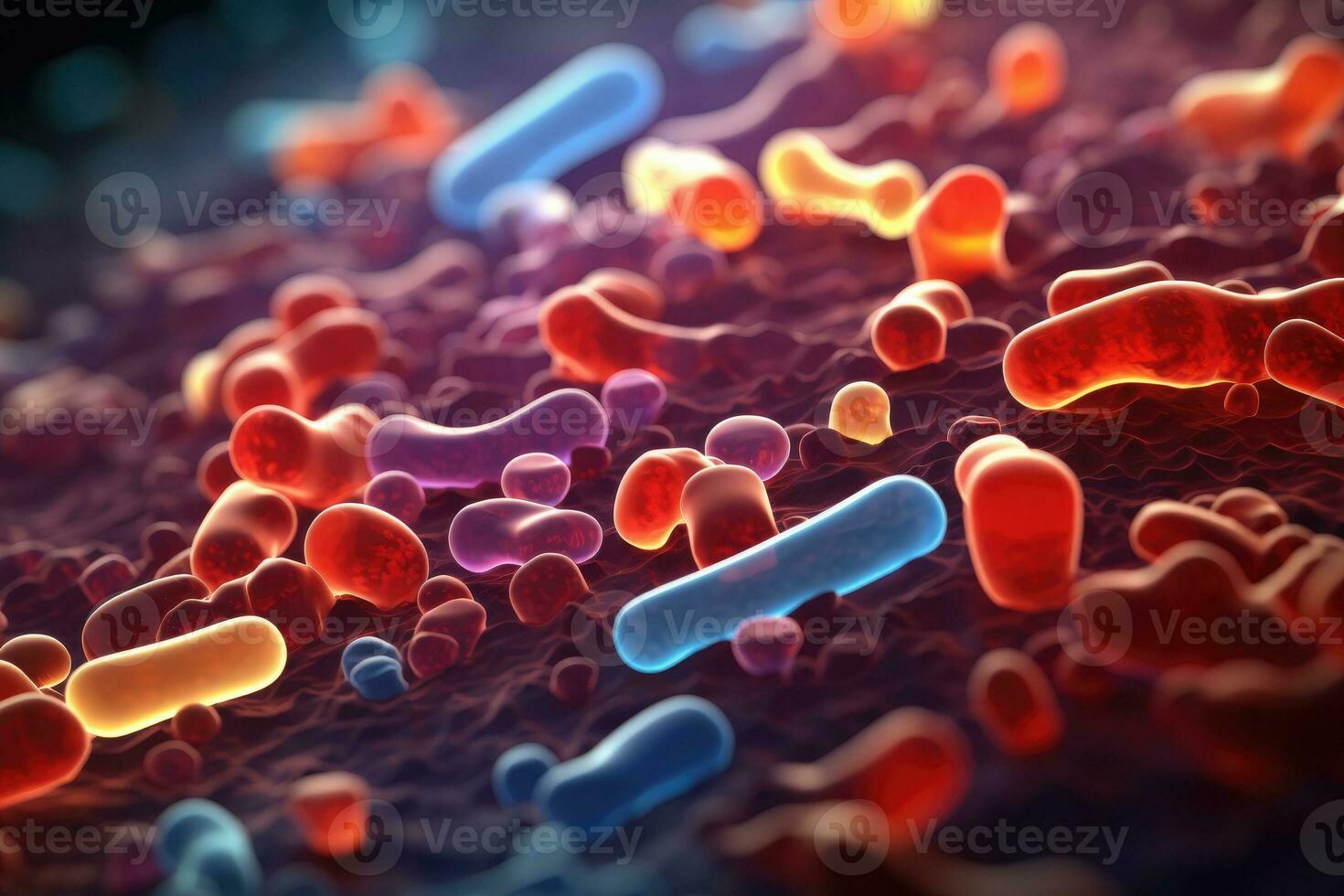 Bakterien im mikroskopisch Aussicht ai generiert foto