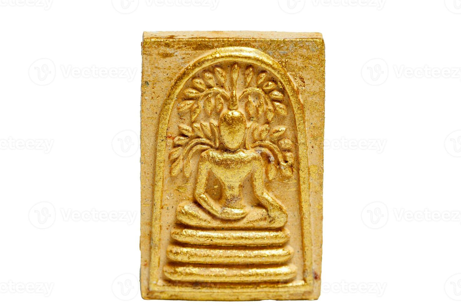 Buddha Amulette sind gemacht von thailändisch Amulette Lehm isoliert auf ein Weiß Hintergrund. foto