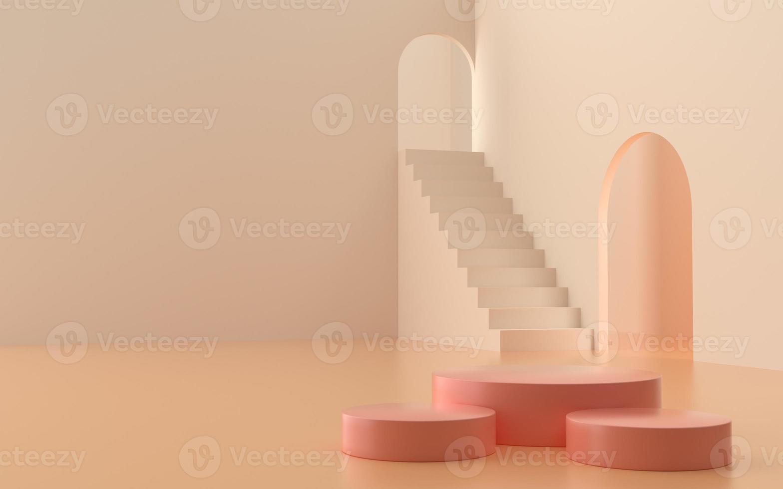 3D-Produktbühnenszene mit minimaler Beleuchtung und Farbe foto