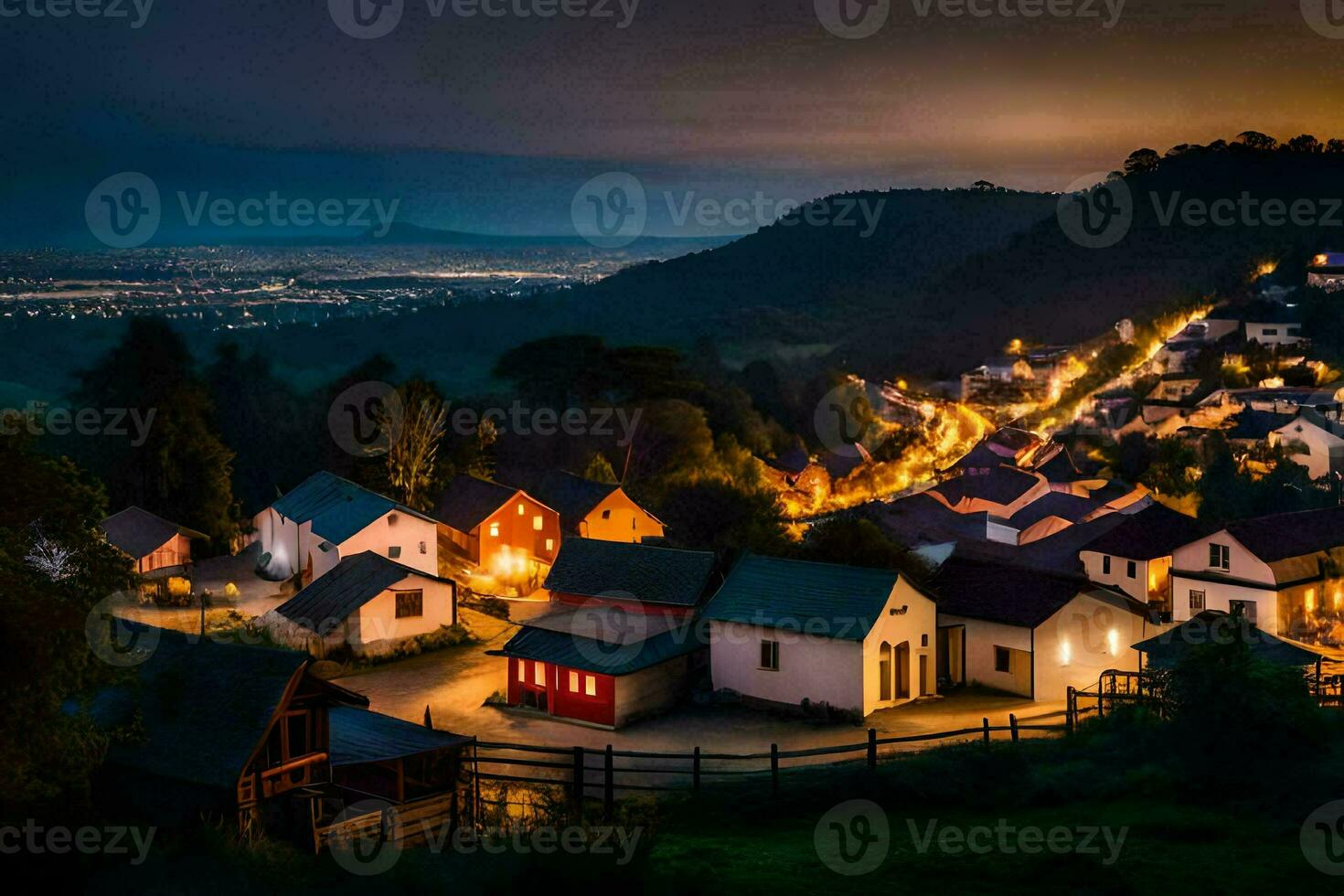 Foto Hintergrund das Himmel, Nacht, das Dorf, das Beleuchtung, das Beleuchtung, das Beleuchtung,. KI-generiert