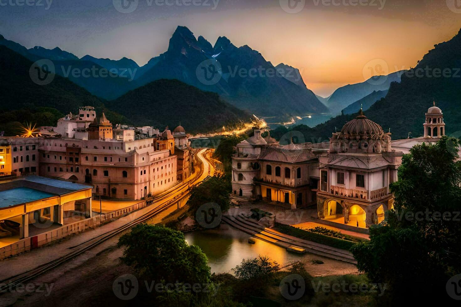 das Stadt von Rishikesh, Indien. KI-generiert foto