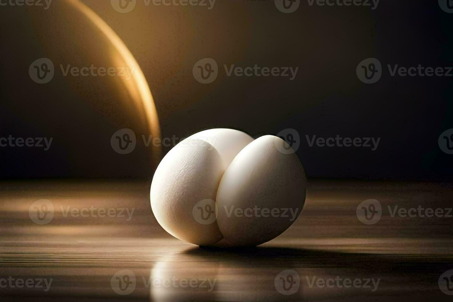 zwei Eier sind Sitzung auf oben von ein Tisch. KI-generiert foto
