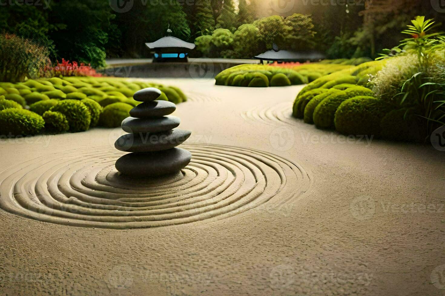 Zen Garten, Zen Garten, Zen Garten Design, Zen Garten Design, Zen. KI-generiert foto