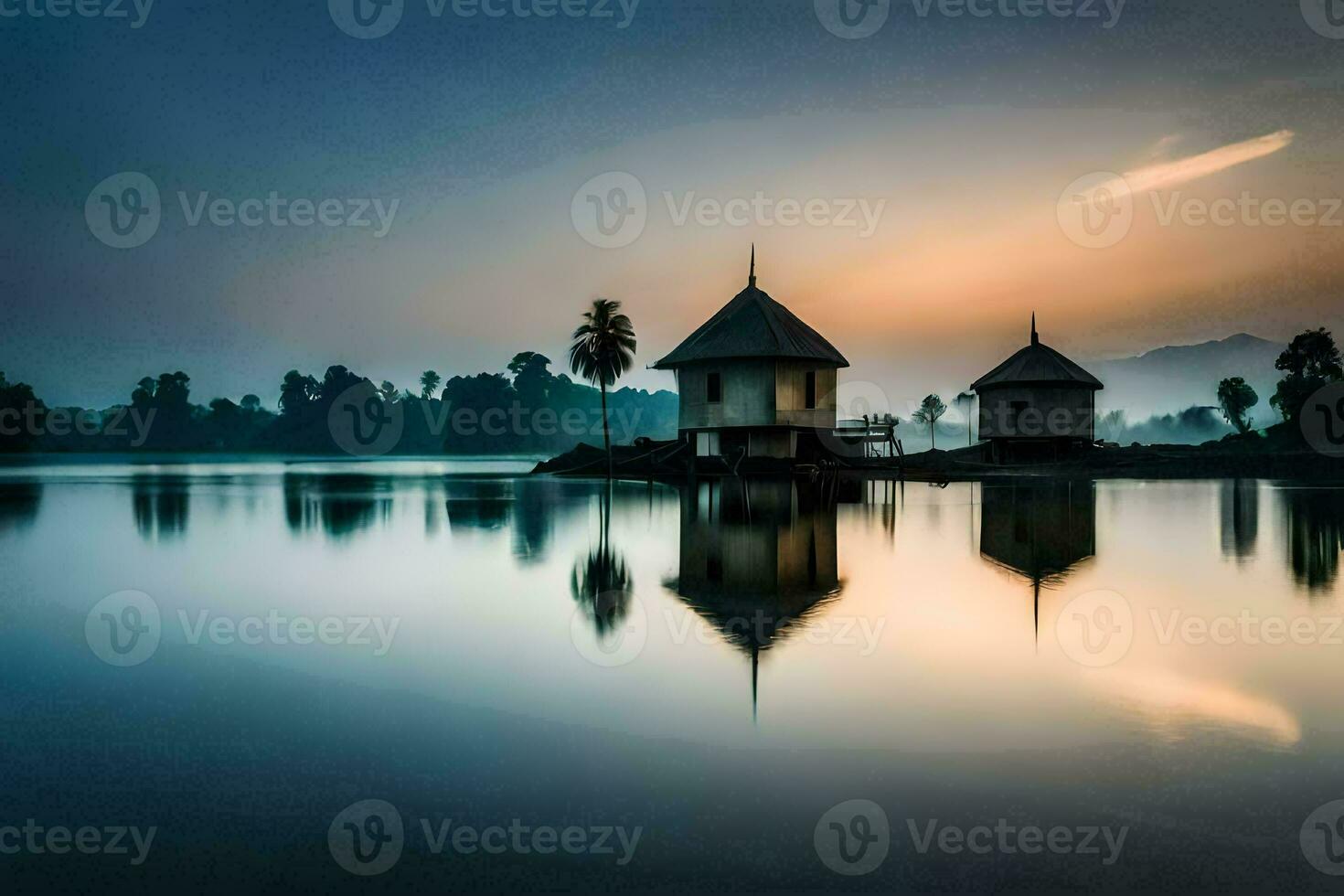 das Haus von das See. KI-generiert foto