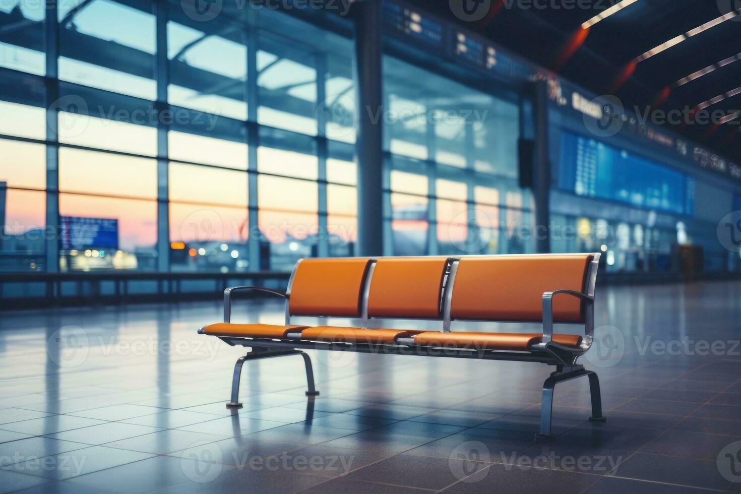 Flughafen Salon mit ein Flugzeug im das verschwommen Hintergrund. generativ ai. foto