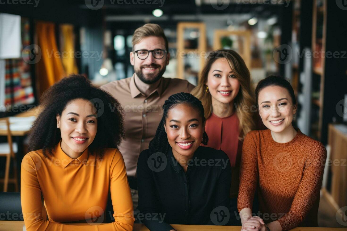 Gruppe von anders Ethnien. International Tag Büro Hintergrund. generativ ai foto